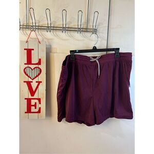Athletic Works xxxl (22) shorts rn#52469 new burgundy pull on elastic